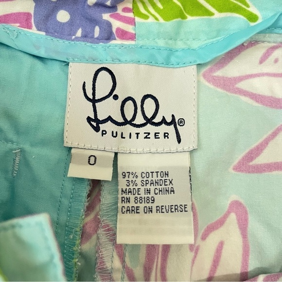 Vintage Lilly Pulitzer Floral Pink Blue Green Pants Size Womens 0 - Picture 5 of 7